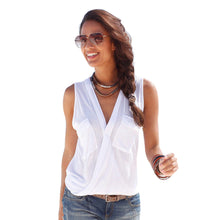 Style Womens Sexy Sleeveless V Neck Tops Vest Casual Pockets Shirts Beach Top Blouse blusa feminino IMY66