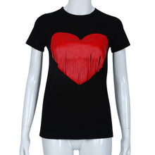 Top Casual Tassel Heart T-Shirt Women Stylish Tee Shirt Femme Tops American Apparel Short Sleeve Tee IMY66