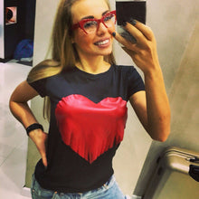 Top Casual Tassel Heart T-Shirt Women Stylish Tee Shirt Femme Tops American Apparel Short Sleeve Tee IMY66