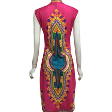 Women African Print Dress Elegant Casual Straight Print Kaftan Sleeveless Dress vestidos femininos IMY66