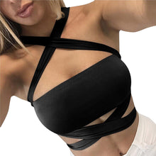 Women Bandage Crop Tops Sexy Straps Sleeveless Halterneck Tank Crop Tops Vest T-Shirt Vest femme regata feminina IMY66