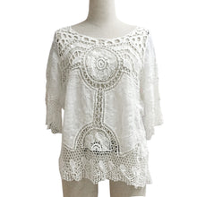 Women Blouses Sexy Lace Crochet Hollow Blusa Feminina Boho Casual Beach Bikini Cover Up Blouses Shirt Tops IMY66