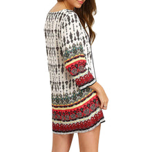 Women Casual Dress Bohemia Sexy V Neck Floral Print Long Sleeve Loose Beach Party Mini Dress vestidos femininos IMY66