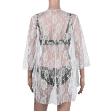 Women Casual Lace Blouse Elegant Lace Loose Shirt Kimono Cardigan Sunscreen Tops Bikini Cover up IMY66