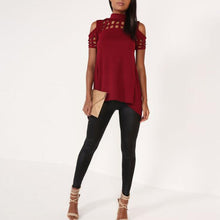 Women Casual Short Sleeve T-Shirt Tops Sexy Hollow Backless Irregular Tee Shirts femme camiseta mujer IMY66