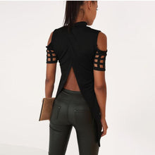 Women Casual Short Sleeve T-Shirt Tops Sexy Hollow Backless Irregular Tee Shirts femme camiseta mujer IMY66