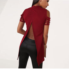 Women Casual Short Sleeve T-Shirt Tops Sexy Hollow Backless Irregular Tee Shirts femme camiseta mujer IMY66