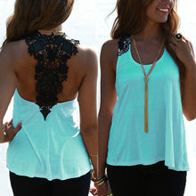 Women Casual Tank Tops Ladies Sexy Backless Lace Hollow Vest Tops Sleeveless Shirt Blouse Blusas IMY66