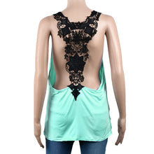 Women Casual Tank Tops Ladies Sexy Backless Lace Hollow Vest Tops Sleeveless Shirt Blouse Blusas IMY66