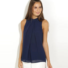 Women Chiffon Blouse Ladies Casual Back Hollow Sleeveless Shirt Blouses Tops blusas feminina IMY66