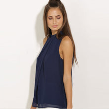 Women Chiffon Blouse Ladies Casual Back Hollow Sleeveless Shirt Blouses Tops blusas feminina IMY66