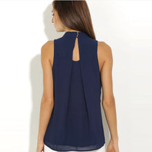 Women Chiffon Blouse Ladies Casual Back Hollow Sleeveless Shirt Blouses Tops blusas feminina IMY66