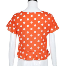 Women Dot Print Chiffon Blouse Crop Tops V Neck Sexy Tie Short Sleeve Blouse Shirt Blusas feminina IMY66