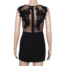 Women Dress Sexy Sleeveless Lace Flower Embroidery Transparent Mesh Mini Dress vestidos femininos IMY66