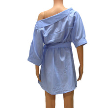 Women Dress Sexy Half Sleeve Striped Off Shoulder Casual Tie WaisT-Shirt Dress Vestidos femininos IMY66