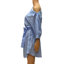 Women Dress Sexy Half Sleeve Striped Off Shoulder Casual Tie WaisT-Shirt Dress Vestidos femininos IMY66