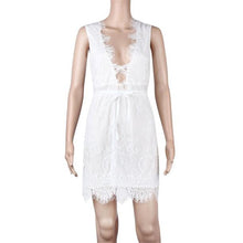 Women Lace Dress Women's Sexy Deep V Neck Bodycon Lace Evening Party Short Mini Dress Vestidos femininos IMY66