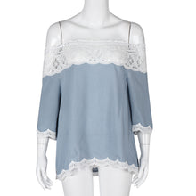 Women Lace Off Shoulder Blouse Shirt Casual Hollow Short Sleeve Tops Blouses Blusas feminina Womens Clothing IMY66