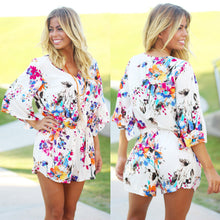 Women Ladies Shorts Rompers Floral Print Elastic Waist Cut Out Romper Jumpsuit Playsuit Pants macacao feminino IMY66