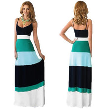 Women Long Dresses Boho Sexy Spaghetti Strap Striped Party Maxi Dress vestidos femininos Plus Size IMY66