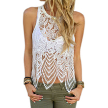 Summmer Style Women Sexy Lace Crochet Crop Tops Hollow Vest Tank Top Casual Sleeveless Tank Tops White IMY66