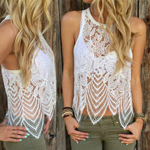 Summmer Style Women Sexy Lace Crochet Crop Tops Hollow Vest Tank Top Casual Sleeveless Tank Tops White IMY66