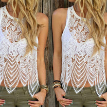 Summmer Style Women Sexy Lace Crochet Crop Tops Hollow Vest Tank Top Casual Sleeveless Tank Tops White IMY66
