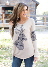 Vintage Boho Womens T-Shirts blusa Elk Deer Printing Long Sleeve Tops Pullover T-Shirt camisetas mujer IMY66