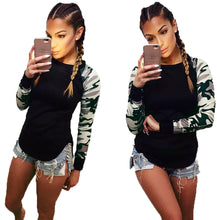 Ladies Women Camouflage Army Long Sleeve Tops T-Shirts Casual Camisetas Feminina IMY66