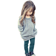 Toddler Kids Girls Outfit Clothes Solid Warm Long Sleeve Tops T-shirt+Long Pants children clothing IMY66