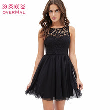 Top Women Casual Sleeveless Lace Crochet Backless Ball Gown Girl Elegant Black Dress IMY66