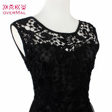 Top Women Casual Sleeveless Lace Crochet Backless Ball Gown Girl Elegant Black Dress IMY66