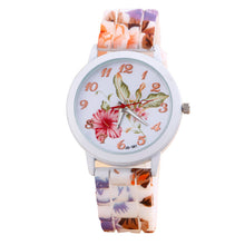Top Popular Casual Women Silicone Flower Printed Jelly s Analog Quartz Wrist Watch Female Clock IMY66