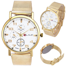 Unisex Contracted Luxury Gold Stainless Steel Band Watches Men Women Three Eyes Analog Quartz Watch IMY66