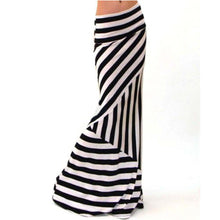 Vestido casual Women Asymmetric High Waist Striped Fold Over Stretch Long Maxi Skirt top robe fille Saias Femininas IMY66