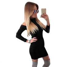 Vestidos Feminino Women Sexy Club Dress Off Shoulder Strapless Long Sleeve Knitted Sweater Jumper Mini Dress IMY66