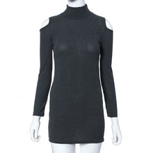Vestidos Feminino Women Sexy Club Dress Off Shoulder Strapless Long Sleeve Knitted Sweater Jumper Mini Dress IMY66