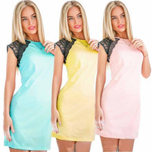 Vestidos Femininos Casual Dress Women Lace Floral Patchwork Short Sleeve Party Evening Mini Dress IMY66