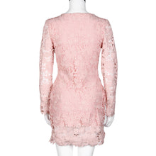 Vestidos Women Casual Lace Dress V-Neck Sleeve Pink Evening Party Mini Dresses Vestido de festa IMY66