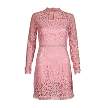 Vestidos Women Sexy Lace Club Dress O-Neck Sleeve Pink Evening Party Dresses Vestido de festa Brasil Trend IMY66