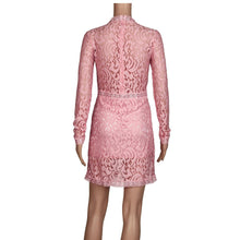 Vestidos Women Sexy Lace Club Dress O-Neck Sleeve Pink Evening Party Dresses Vestido de festa Brasil Trend IMY66