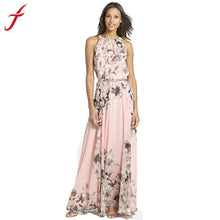 Vestidos de festa Sexy Women Chiffon Split Printed Maxi Dress Party Evening Long Dresses branco IMY66