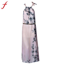 Vestidos de festa Sexy Women Chiffon Split Printed Maxi Dress Party Evening Long Dresses branco IMY66