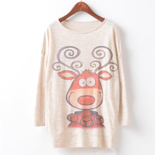 Vintage Womens Knitted Sweater Casual Long Sleeve Printed Loose Knitwear Tops Jumper Tops Pullover pull femme IMY66