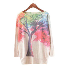 Vintage Womens Knitted Sweater Casual Long Sleeve Printed Loose Knitwear Tops Jumper Tops Pullover pull femme IMY66