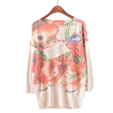 Vintage Womens Knitted Sweater Casual Long Sleeve Printed Loose Knitwear Tops Jumper Tops Pullover pull femme IMY66