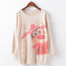 Vintage Womens Knitted Sweater Casual Long Sleeve Printed Loose Knitwear Tops Jumper Tops Pullover pull femme IMY66