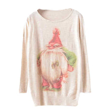 Vintage Womens Knitted Sweater Casual Long Sleeve Printed Loose Knitwear Tops Jumper Tops Pullover pull femme IMY66