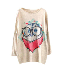 Vintage Womens Knitted Sweater Casual Long Sleeve Printed Loose Knitwear Tops Jumper Tops Pullover pull femme IMY66