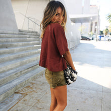 Vintage Boho Hippie Blouse Women Sexy V Neck Loose Pullover Shirt Half Sleeve Tops Shirt Blouse blusas feminina IMY66